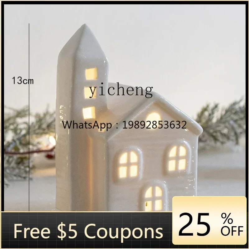 

Christmas Decorations Luminous Ceramic House ins Nordic Christmas Atmosphere Ornament Gifts