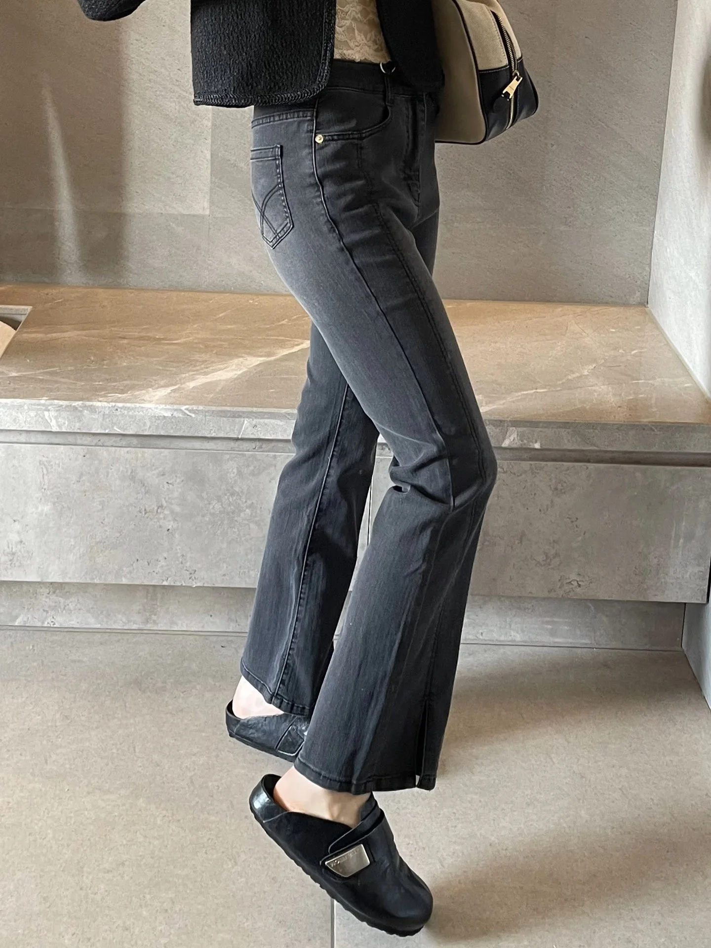 

High Waist Women's Jeans Slimming Design Casual Spring New Style Cotton Stretchy Micro Flared Denim Pants Casual High Waist