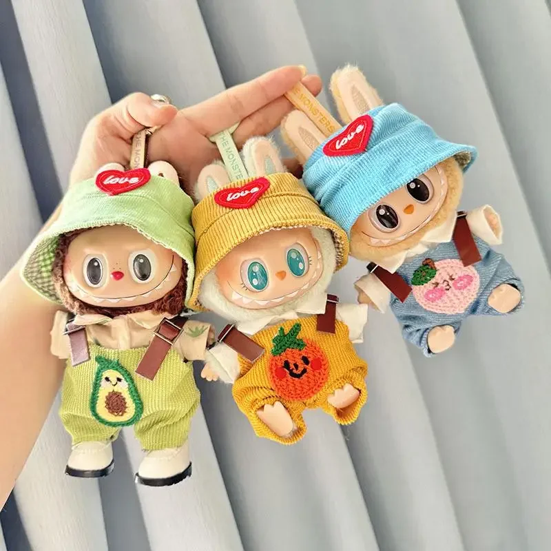 17cm Mini Plush Doll\'S Clothes Outfit Accessories For Korea Kpop Exo Labubu Idol V1 V2 Avocado Peach PumPkin overalls Clothing