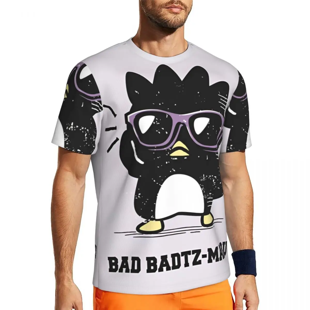 

Sportswear T-Shirt For Couple Badtz Maru Cartoon T Shirts Harajuku Summer Tees O Neck Street Style Graphic Tops Plus Size 3XL