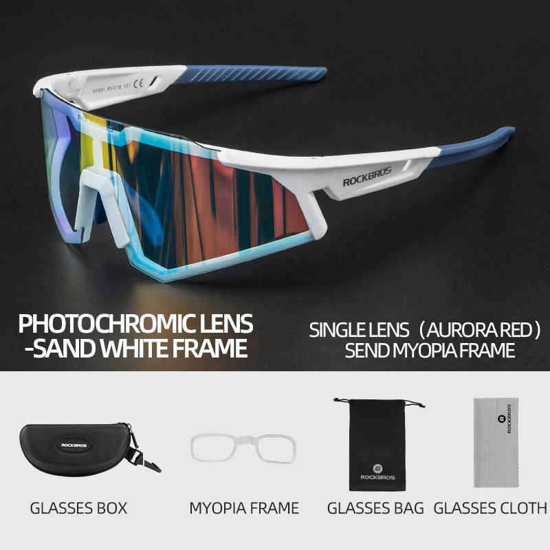 ROCKBROS Fahrradbrille UV400 Schutz Fahrrad Sonnenbrille Photochrome Polarisierte Linse Brillen Brille MTB Rennrad Brille 6