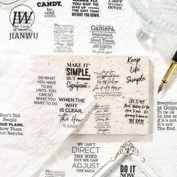 JIANWU Pure Poet Series Vintage English Text Letter Material Collage PET Sticker Creative DIY Journal Scrapbooking Stationery