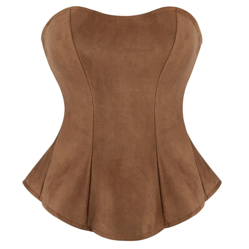 New Gothic Dark Brown Corset Swing Skirt Set Women's Sexy Vintage Bustier Top Outfit Retro Fashion Party Role Play Costume