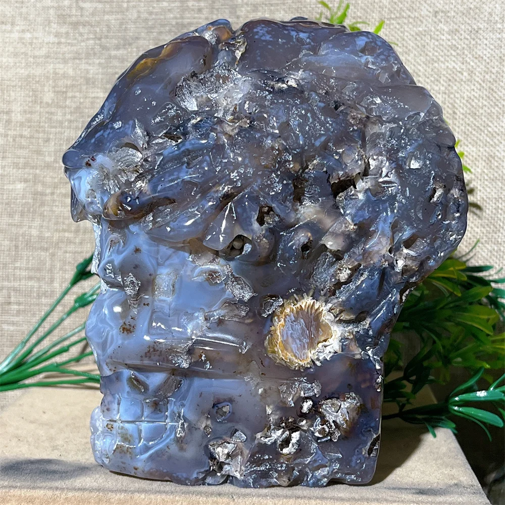 Crystal Natural Amethyst Skull Healing Gemstones Quality Minerals Spiritual Home Decoration