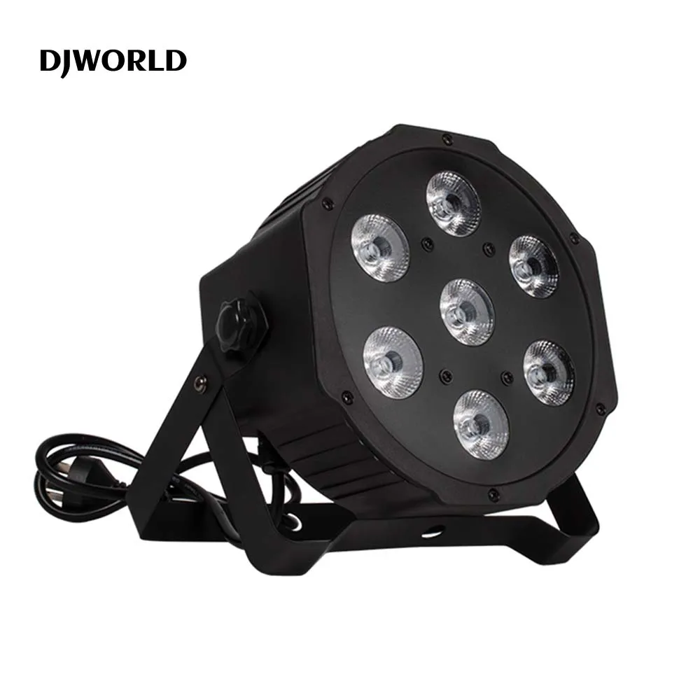 4pcs 7X12W LED Flat Par Lighting RGBWA+UV DMX Controller Professional DJ Disco Club Party Theater Wedding Stage Lighting