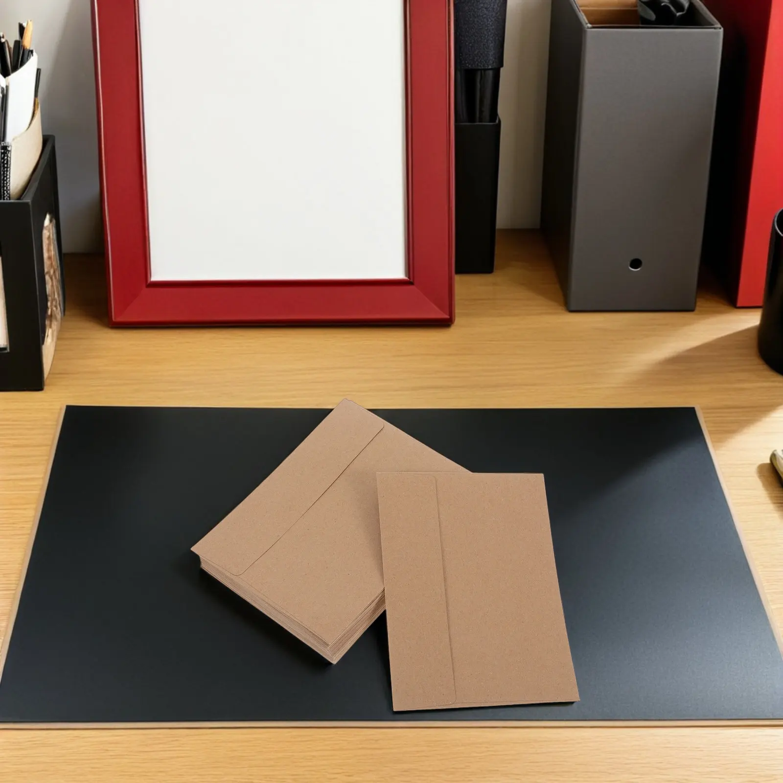 

50Pcs Vintage Kraft Paper Envelopes V-Flap Self-Sealing Brown Wedding Invitation Envelopes for Greeting Cards Holiday Parties