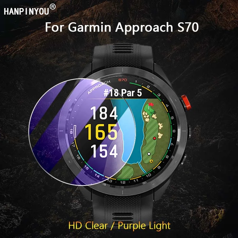 For Garmin Approach S70 42mm 47mm Smartwatch Ultra Slim Clear / Anti Purple Light 2.5D 9H Tempered Glass Film Screen Protector