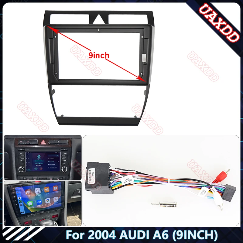 2004 AUDI A6 용 자동차 라디오 근막 프레임 9 인치 스테레오 패널 와이어 하네스 전원 케이블 어댑터 Canbus 디코더
