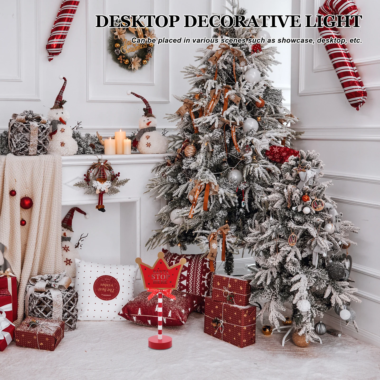 مصباح خشبي لعيد الميلاد الاحتفالي، ديكور مضيء LED لعرض الشرفة الداخلي والخارجي، ديكور أنيق للعطلات النبيلة #6