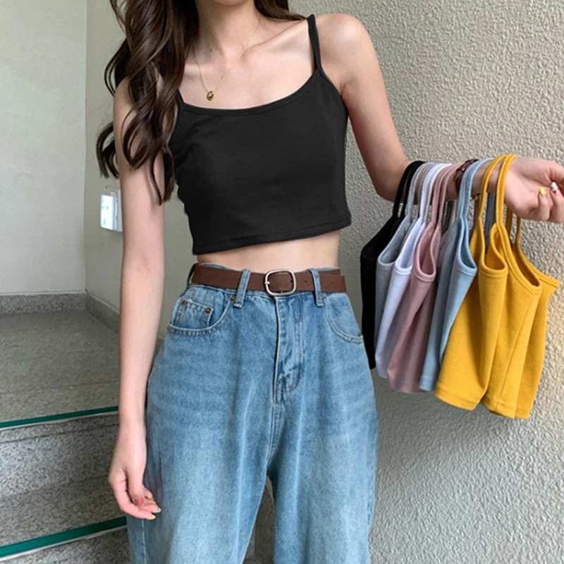 Crop Top Décontracté et Sexy pour Femme, Camisole Solide, Précieux, en Forme de Y, Streetwear, Club, High Street