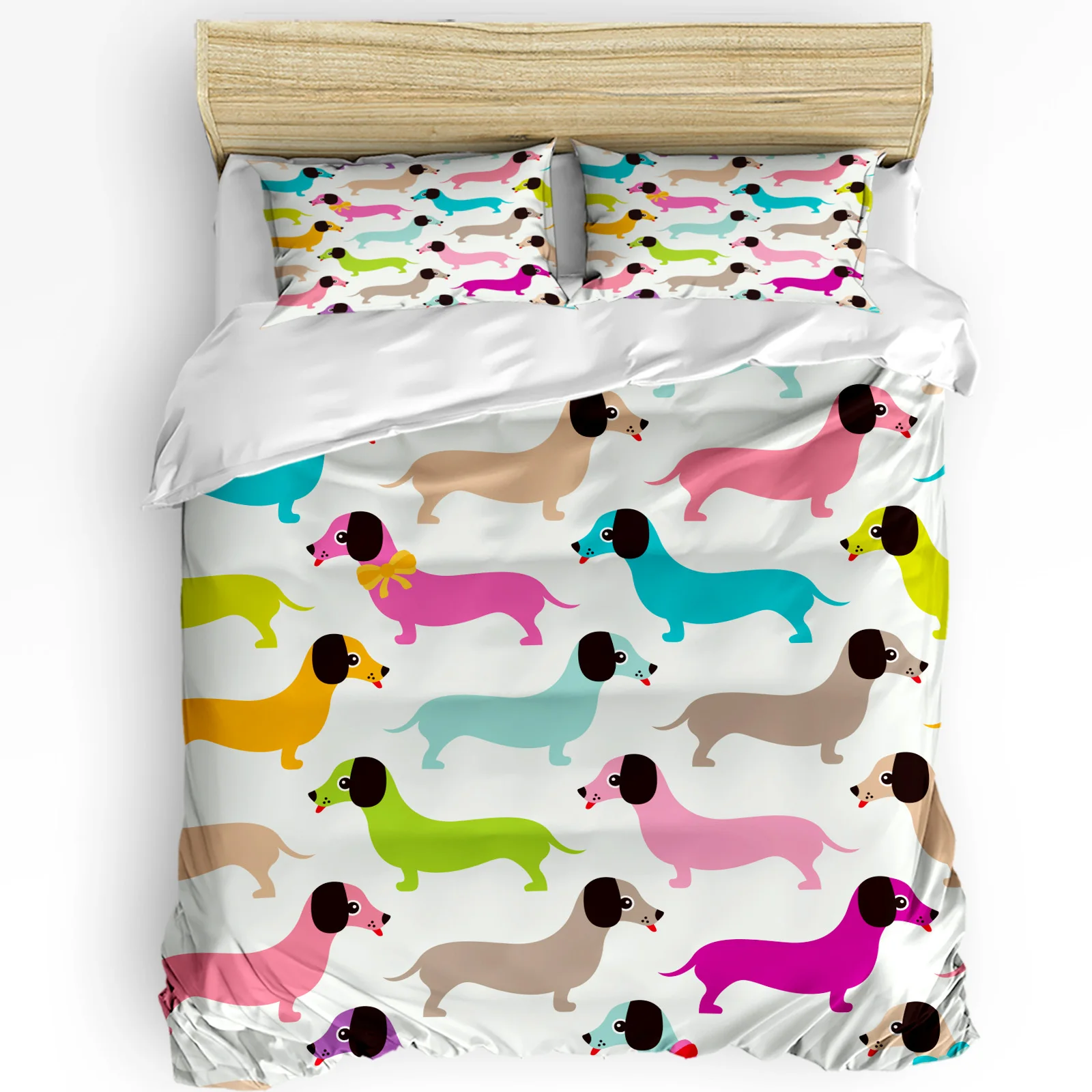 Dachshund Catoon Dog Kawaii Bedding Set 3pcs Duvet Cover Pillowcase Kids Adult Quilt Cover Double Bed Set Home Textile