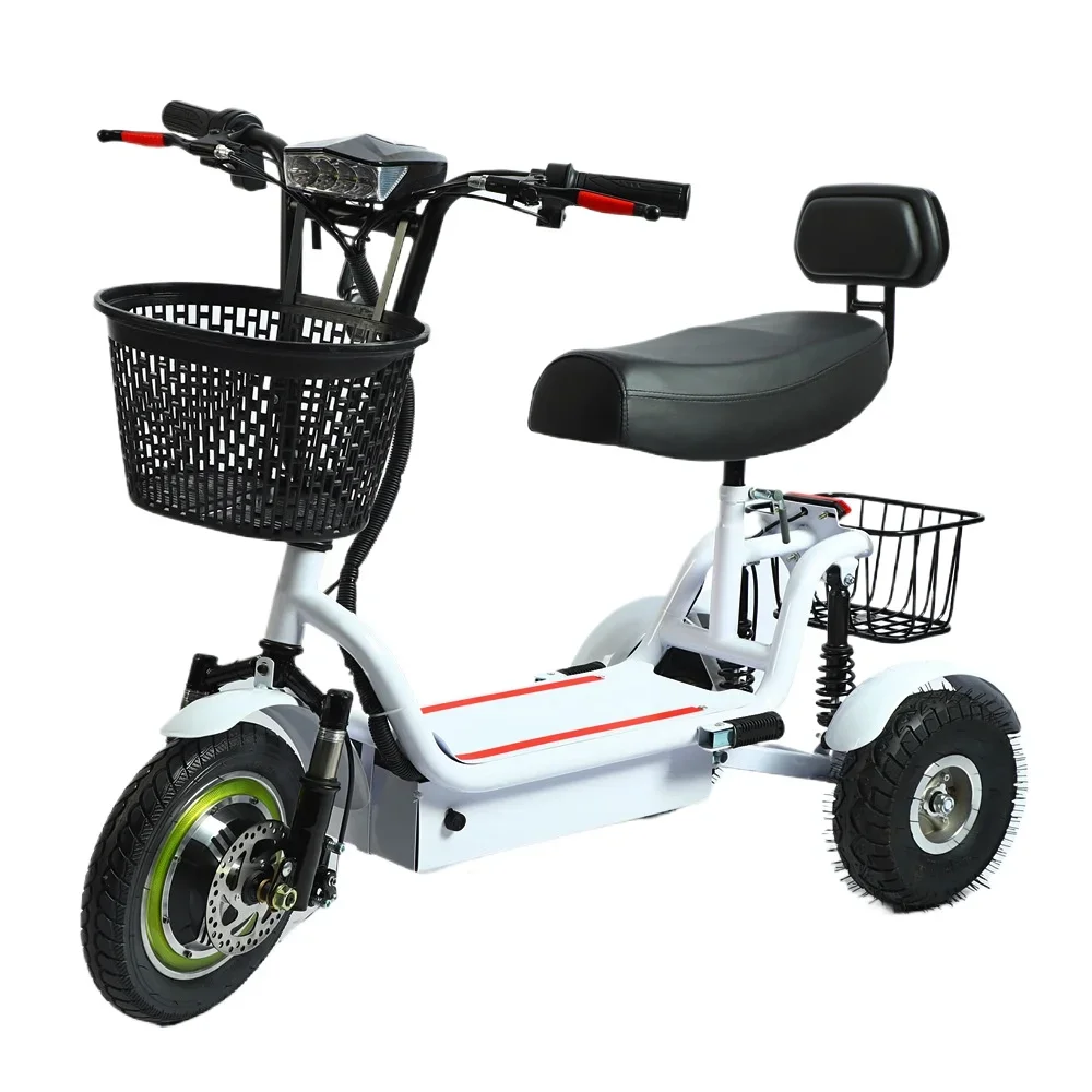 Electric three-wheeled scooter 12-inch new men and women adult elderly scooter folding mini small portable