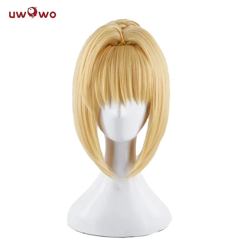 PRE-SALE UWOWO gra Neroo Claudius peruka do Cosplay pokojówka i włosy kobiety 35cm złote dziewczyny szabla włosy