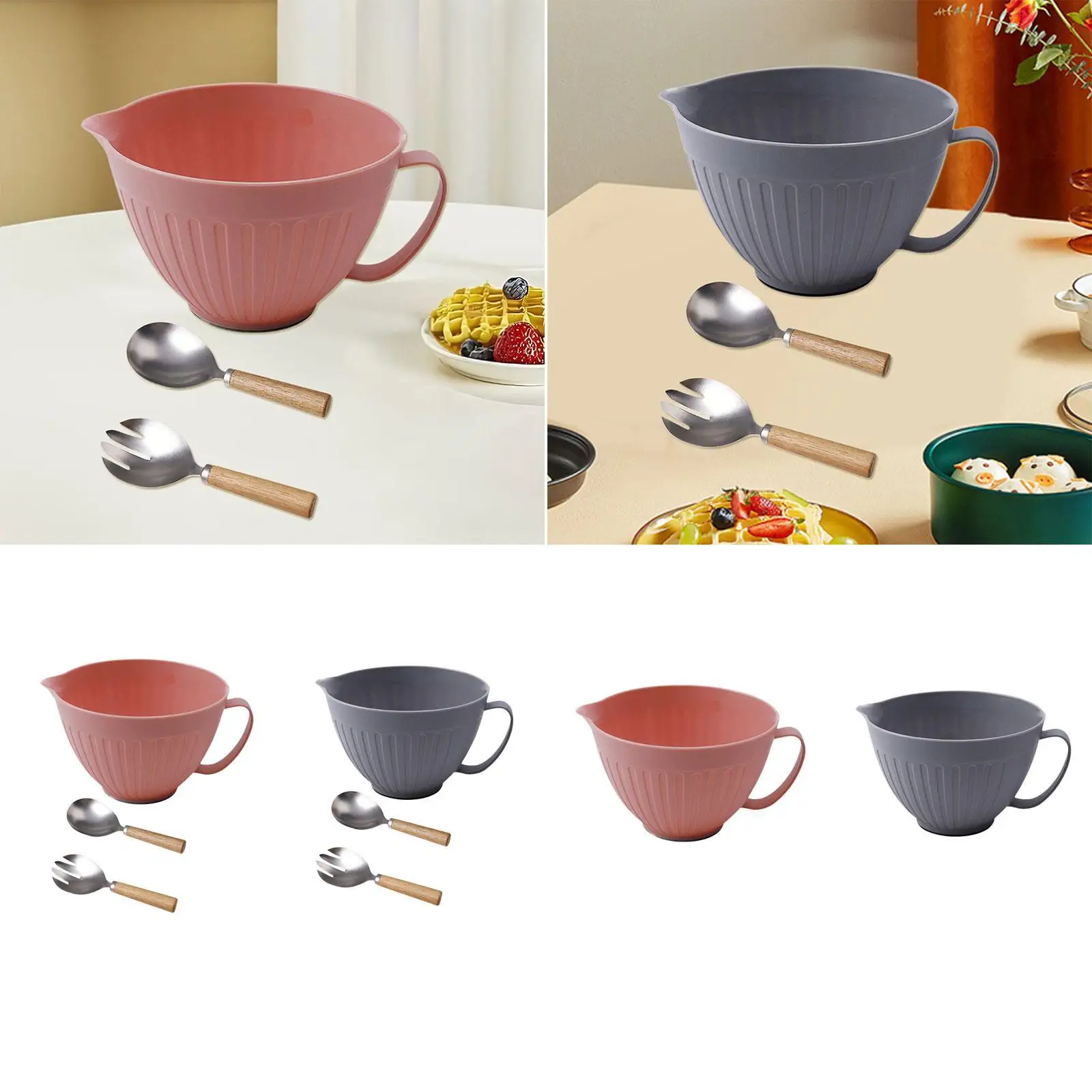 

Mixing Bowl with Spout Baking Accessory Egg Whisking Bowl Cooking Bowl Batter, for Soup Kitchen Cooking Food Storage Snacks