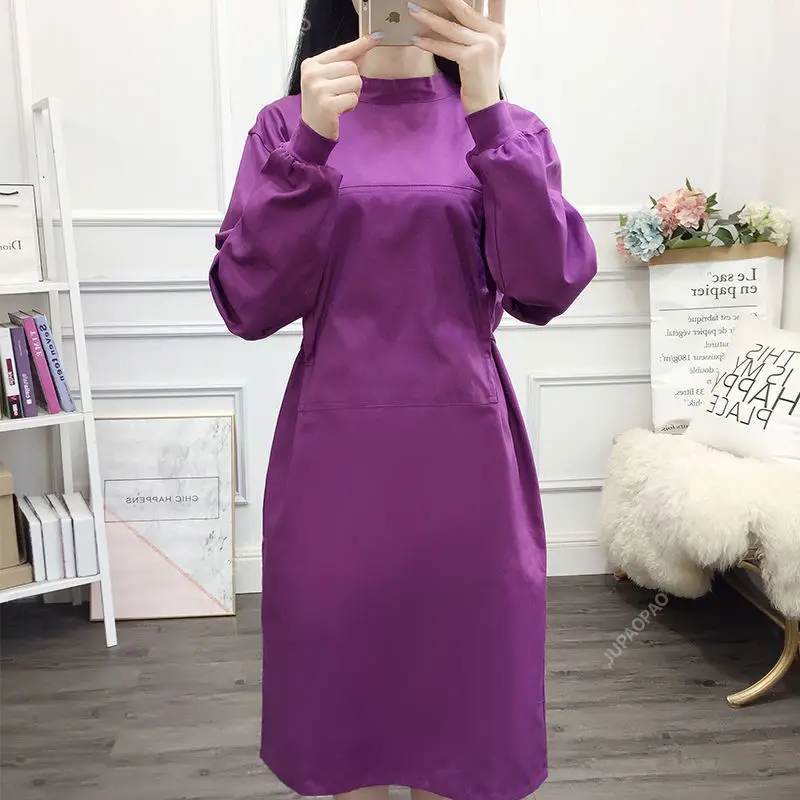 S-XXL Women Uniform Cotton Nursing Clothes Overalls Shirt Long Sleeve Doctor Workwear Isolation Clothing Oral Surgery Uniform