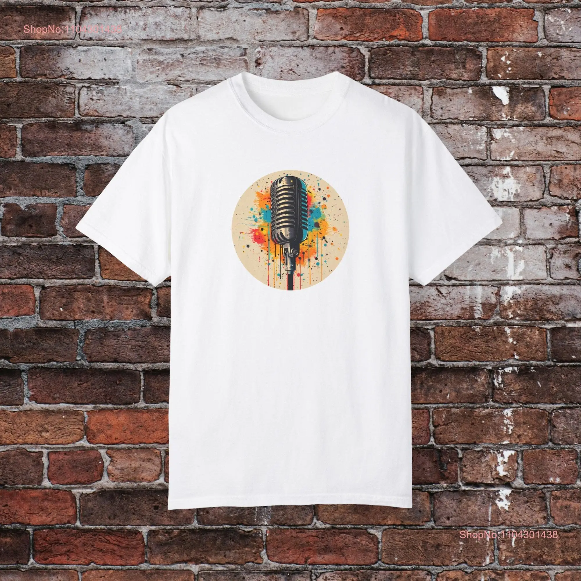 Colour Burst Microphone T Shirt Grunge Colours Explosion Singers Music Lovers Vibrant Design long or short sleeves