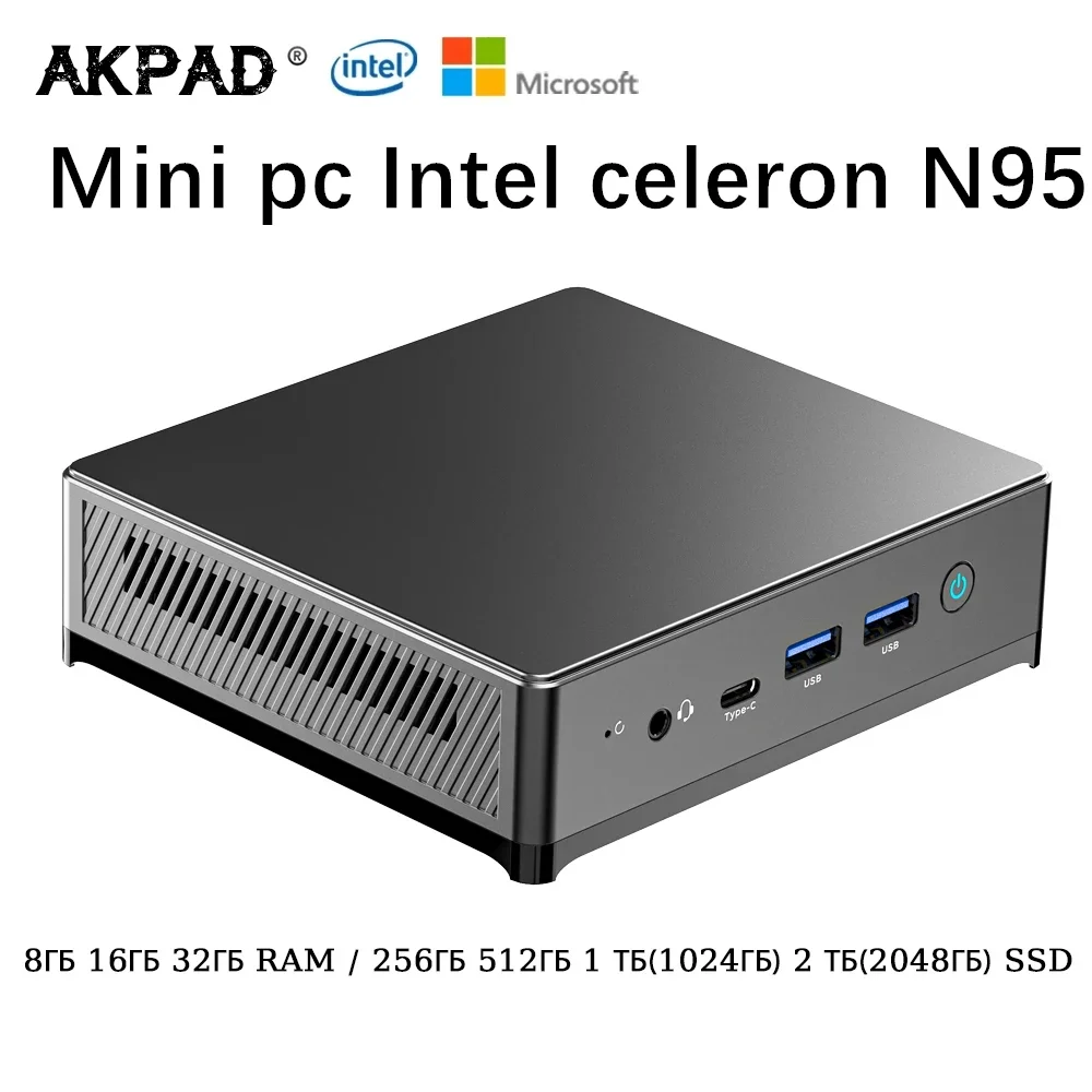 2024 CARBAYTA LB1 Mini PC Windows 10 11 Intel N95 N100 3.4GHz Ultra Compact Pocket Computer Dual HDMI 2x4K@60Hz WiFi5 BT4.2