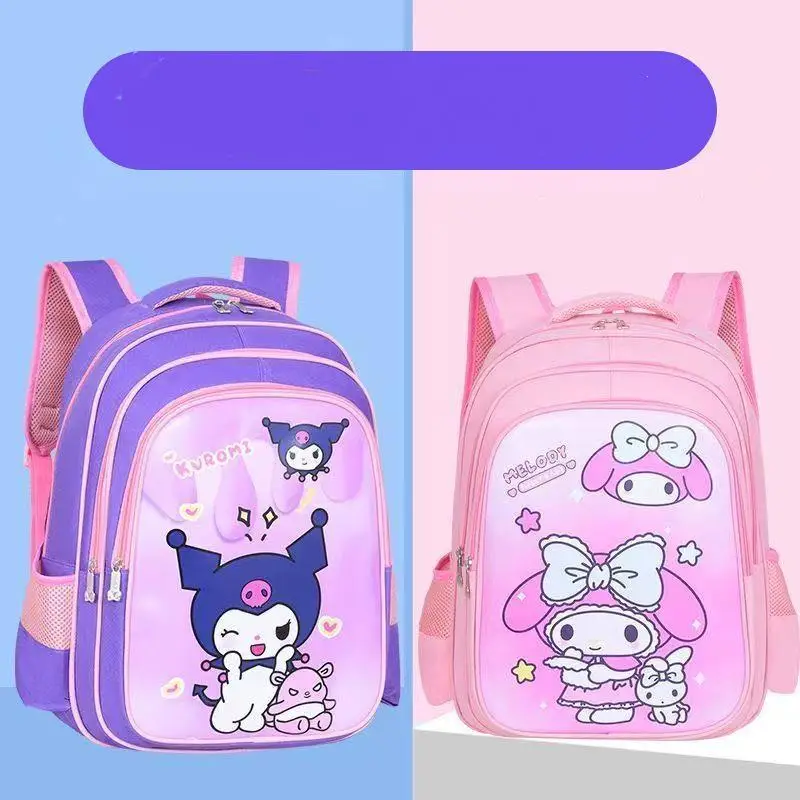 

Школьный рюкзак Sanrio Kuromi, милый новый легкий водонепроницаемый рюкзак цвета макарон для детей, студентов, снижение нагрузки, школьный сезон