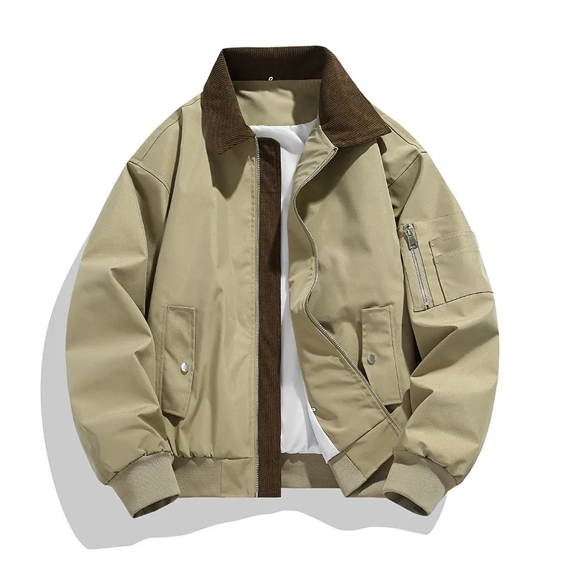 

Мужские куртки свободного кроя с пэчворком, отложным воротником, в американском стиле, карго, повседневные бейсбольные куртки, стильные парные куртки