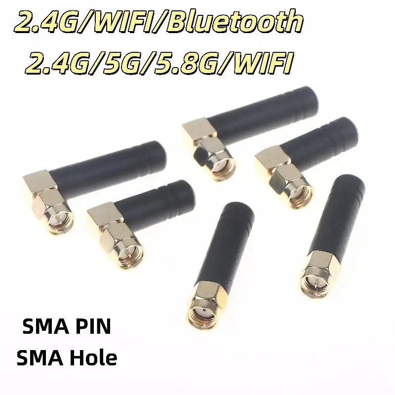 2Pcs Right/Bend Angle 2.4G Ultra Compact Mini WiFi Antenna With 2/3DBI Gain & SMA Male/Female Connector For Motherboard Modem