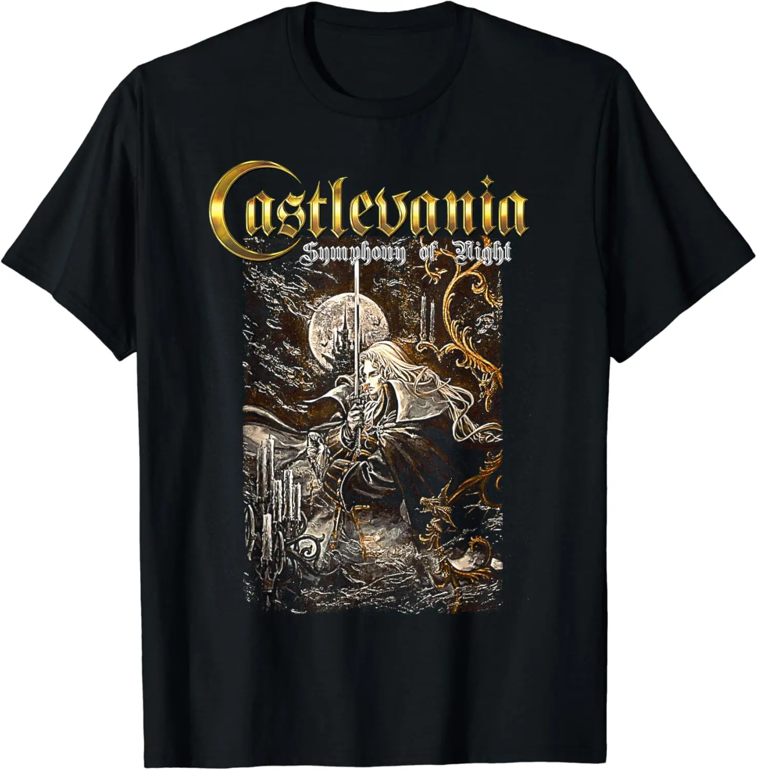 Castlevania Symphony Box Art Gothic Moon Night Retro Gamer T-Shirt