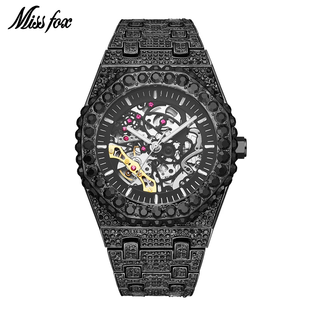 

Luxury Men Automatic Wristwatch Top Brand Mechanical Skeleton Original Colorfull Diamond Watch Waterproof Clock Relogio Masculin