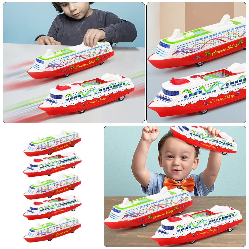 Pull Back Ship Model Kids Toy Pull-back Gliding Cruise Toys Sliding for Plastic Educational Plaything Colored