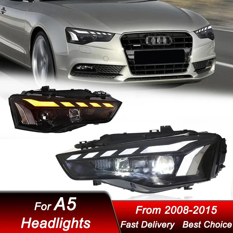 Car styling Headlights For Audi A5 2008-2016 RS5 style full LED Auto Head lamp Assembly Upgrade Projector Lens Accessories Kit