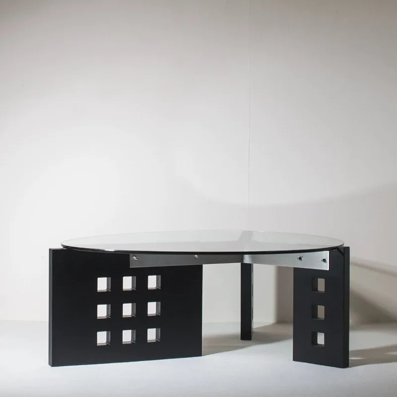 

Simple and modern oval, design hole coffee table, living room negotiation glass tea table