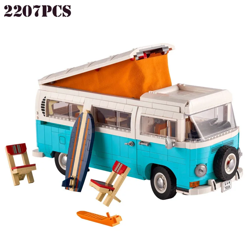 MOC Series T2 Model blok bangunan mobil Kemah rakitan RV kompatibel 10279 mainan edukasi DIY anak-anak hadiah ulang tahun