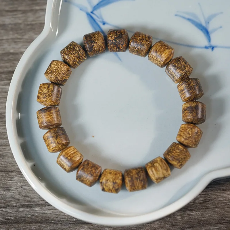 Dalagan tiger-patterned agarwood irregular-shaped , natural honey-scented bracelet, Buddhist bead jewelry, collecti