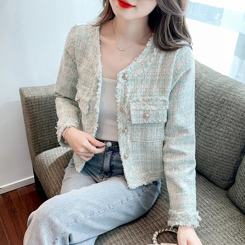 

Faionable Tweed ort Coat Women's Autumn Winter New Sle Korean Version Versatile Woolen Outerwear Ladylike Top