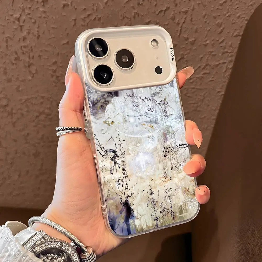 INS اللون ريترو تقديم الفن جراب هاتف آيفون 17 16 15 14 13 12 11 برو ماكس الهواء متعدد الألوان ماتي ليزر أورورا فوندا #3