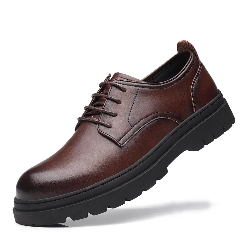 Luxury Leather Male Oxford Shoes Brown Black Mens Dress Shoes New Fashion Round Toe Men's Business Casual Shoes Formal Footwear