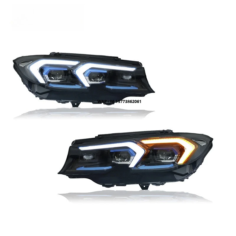 

1 Unit for 20-22 3 Series G20 Headlight Assembly Modification with Blue Frame LED Lens Daytime Running Light Flow Direction
