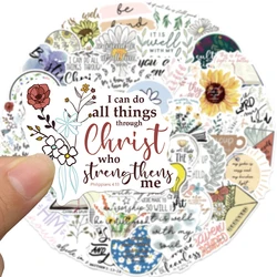 10/30/50pcs Cartoon Jesus Phrase Stickers Christian Religious Bible Decals Notebook Phone Suitcase Black White Graffiti Sticker