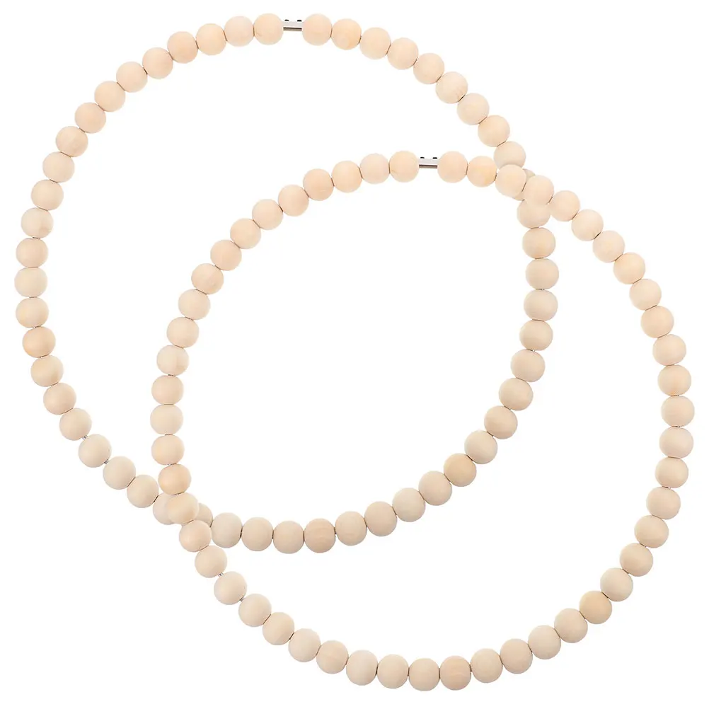 

2Pcs Wood Beaded Wreath Base Multifunctional Hanging Decor for Front Door Wall Bedroom Holiday Wooden Beads Garland