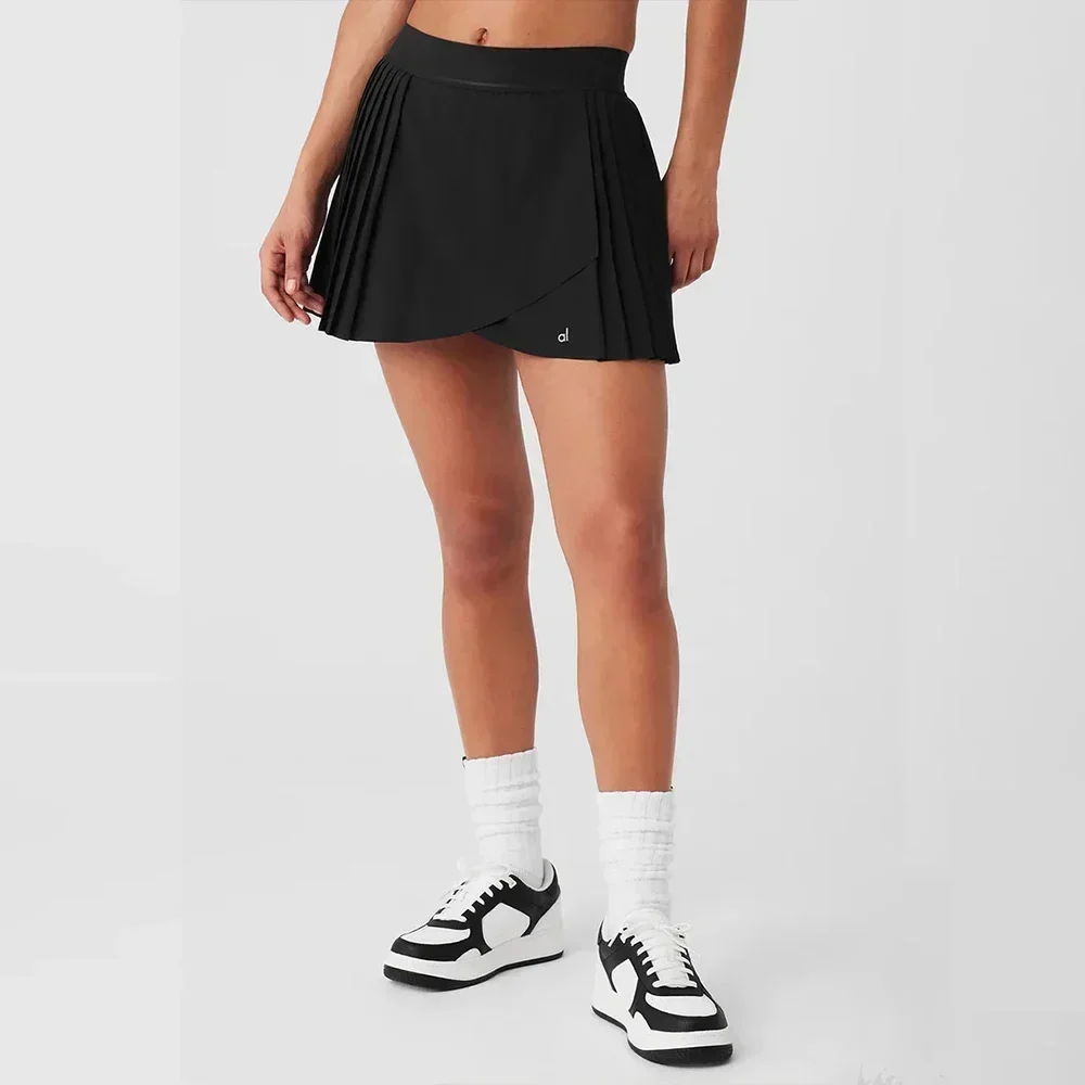 AL Summer Tennis Dance Fitness Skirt Goddess Yoga Sexy High Waist Breathable Sports Shorts Frill Skirt Hidden Pocket Pants Skirt