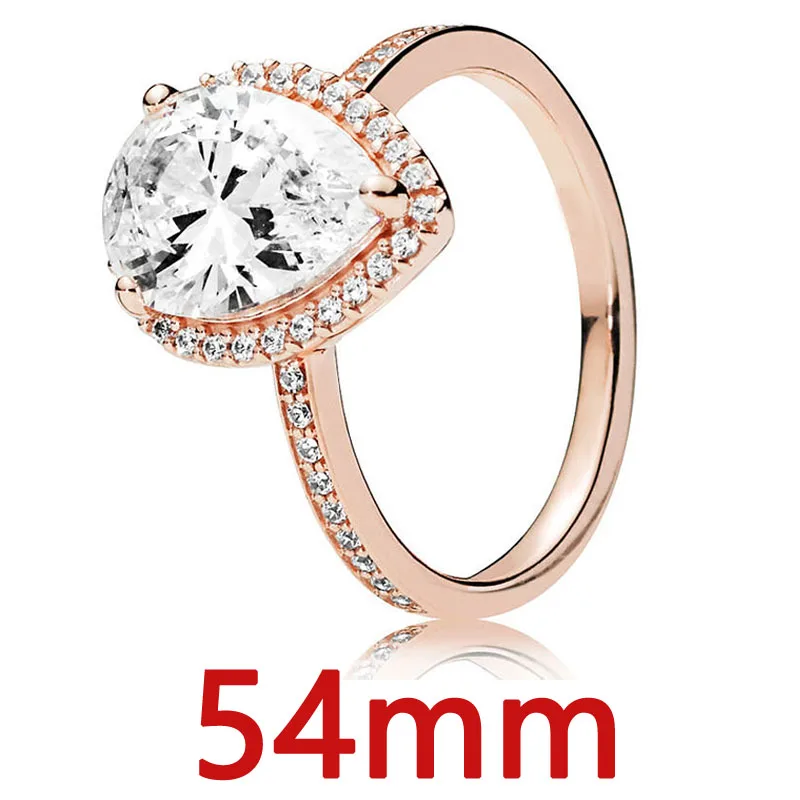 Women's 925 Sterling Silver Rose Gold Radiant Teardrop Ring Set