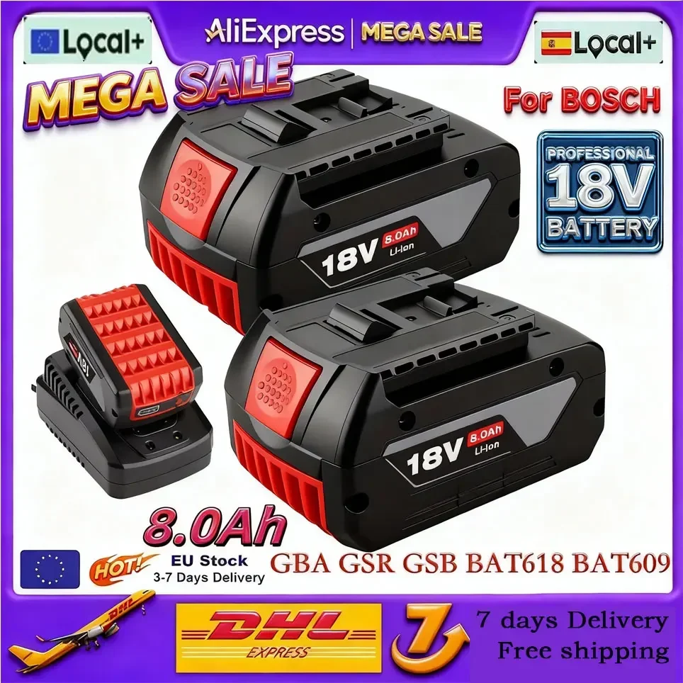 GBA 18V 100% Original für Bosch 18V 6Ah Wiederaufladbare Batterie Geeignet für Werkzeug BAT622 BAT618G Hochleistungs-10C-Akkubatterie