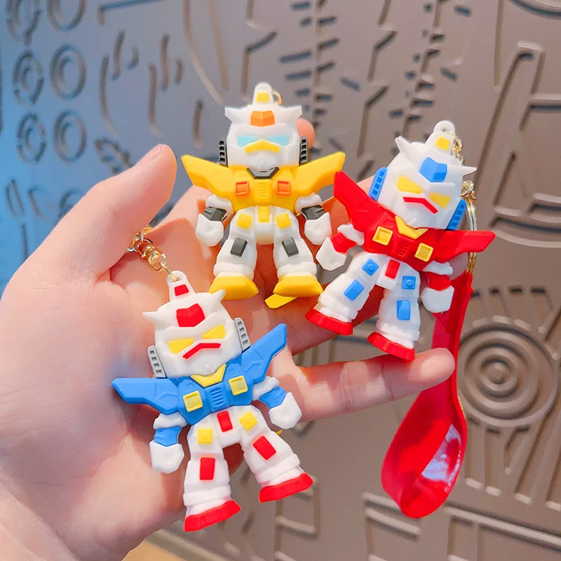 Gundam Keychain Anime Cool Key Chain Robot Doll Toy Bag Pendant Cartoon Decorate Couple Soft Plastic Doll Gift Wholesale