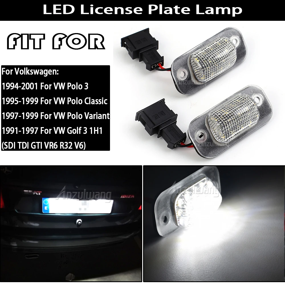1 Pair Car LED License Number Plate Light Lamps For Seat Ibiza Cordoba Vario 6K VW Golf 3 Hatchback Cabriolet/Polo MK3 6K