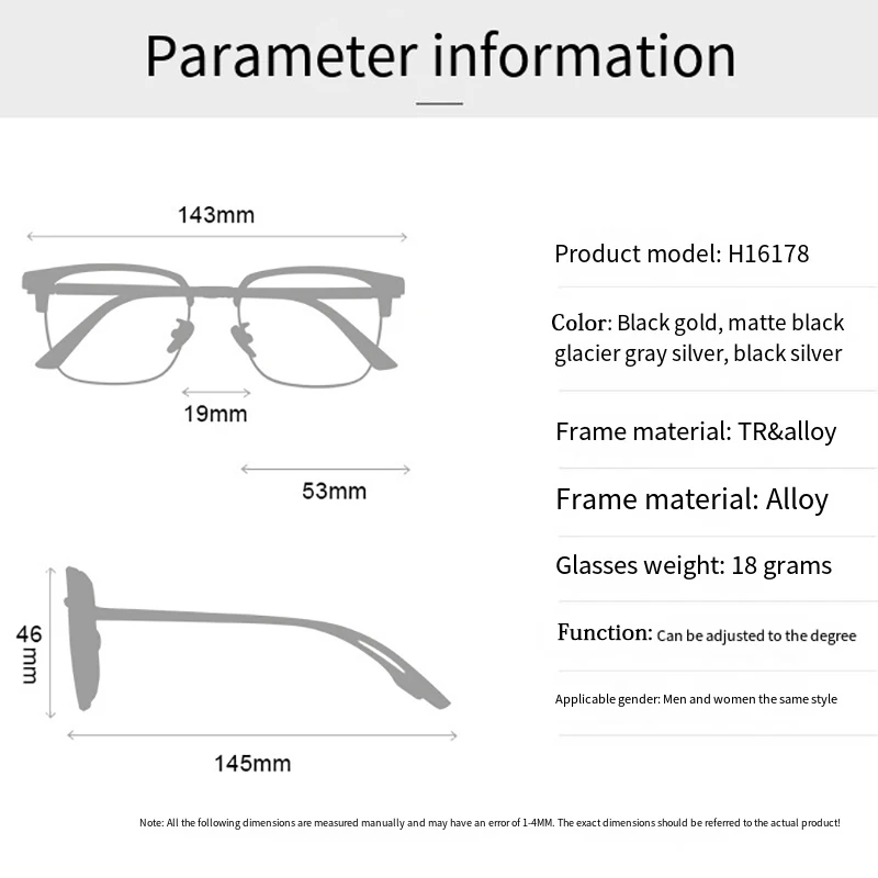 Men's Ultra-light Flexible TR90 Half Spectacles Frame