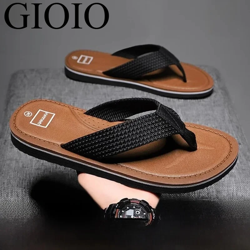 

GIOIO 2025 남성용 슬리퍼 일상 캐주얼 봄 가을 통기성 평평한 밑창 남성용 남자 여름 해변 야외 신발 슬리퍼 샌들 슬리퍼