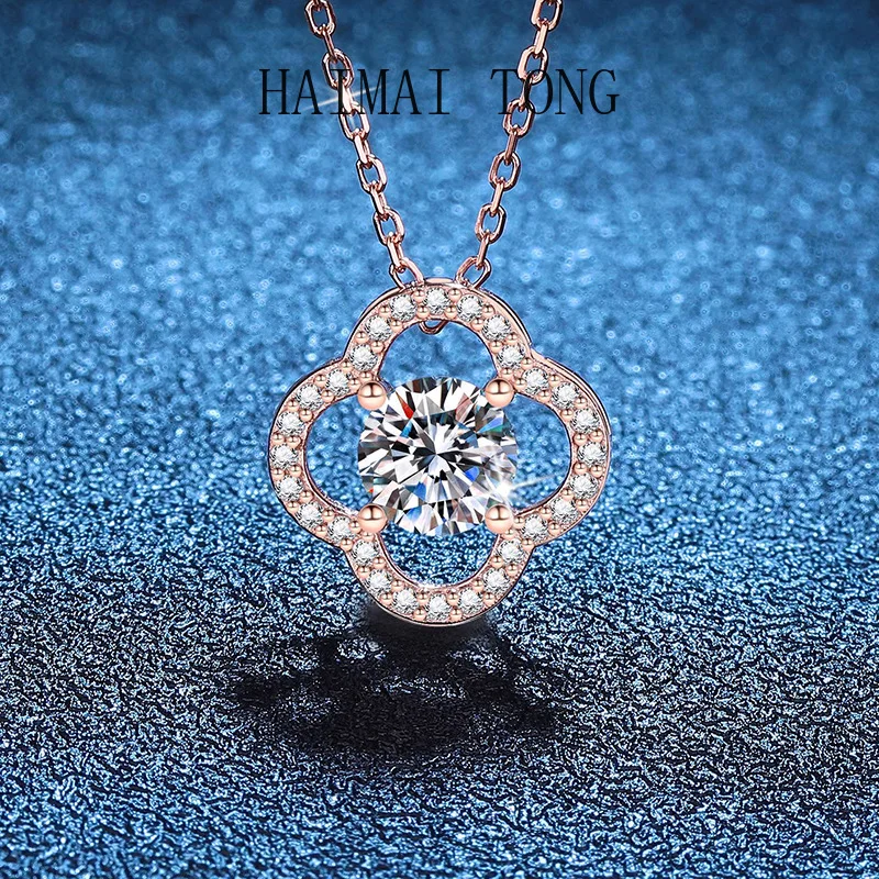 

HAIMAITONG PT950 Платина, ожерелье с подвеской из муассанита, женское простое модное ожерелье с муассанитом 1 карат D цвета, оптовая продажа