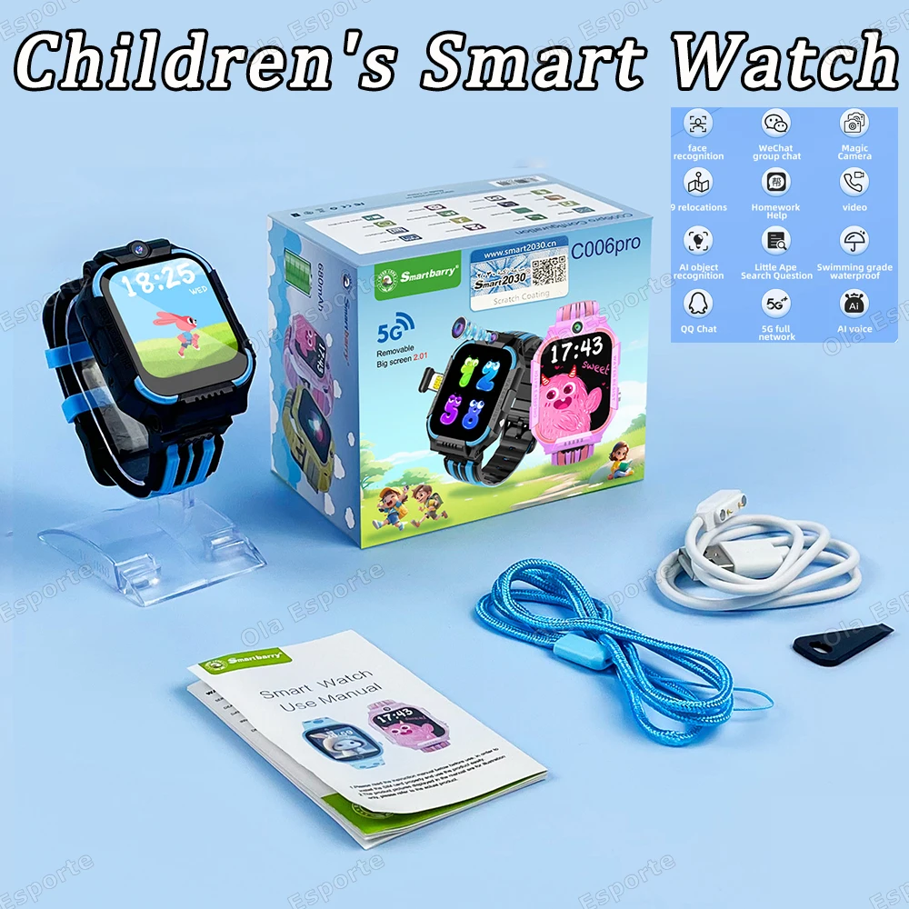 New Kids 5G Smart Horloge SOS GPS + BDS/GLONASS Locatie Telefoontje Camera Kind Smartwatch 1.83 Inch WIFI Waterdicht Voor Horloge Gift