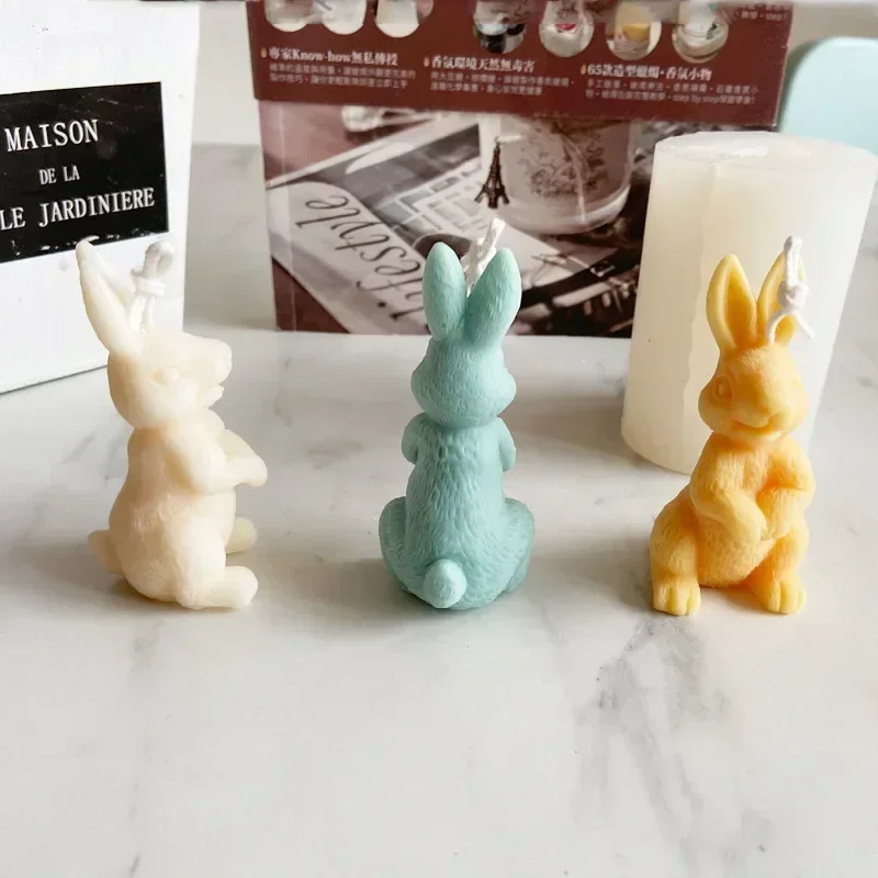 3D Rabbit Candle Molds Silicone Animal Candle Making Hand-made Diy Resin Clay Soap Chocolate Fondant Mold Home Decor