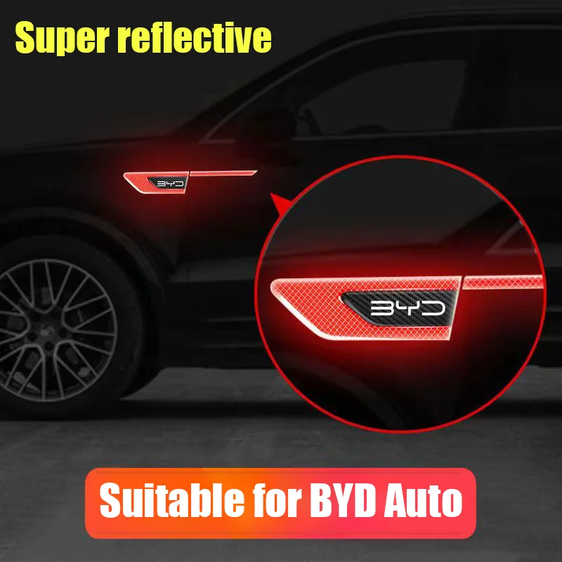 

Боковые светящиеся наклейки, подходящие для автомобилей BYD. Светящиеся наклейки. Предупреждающие наклейки для ночного вождения. Для BYD Qin Han Yuan.