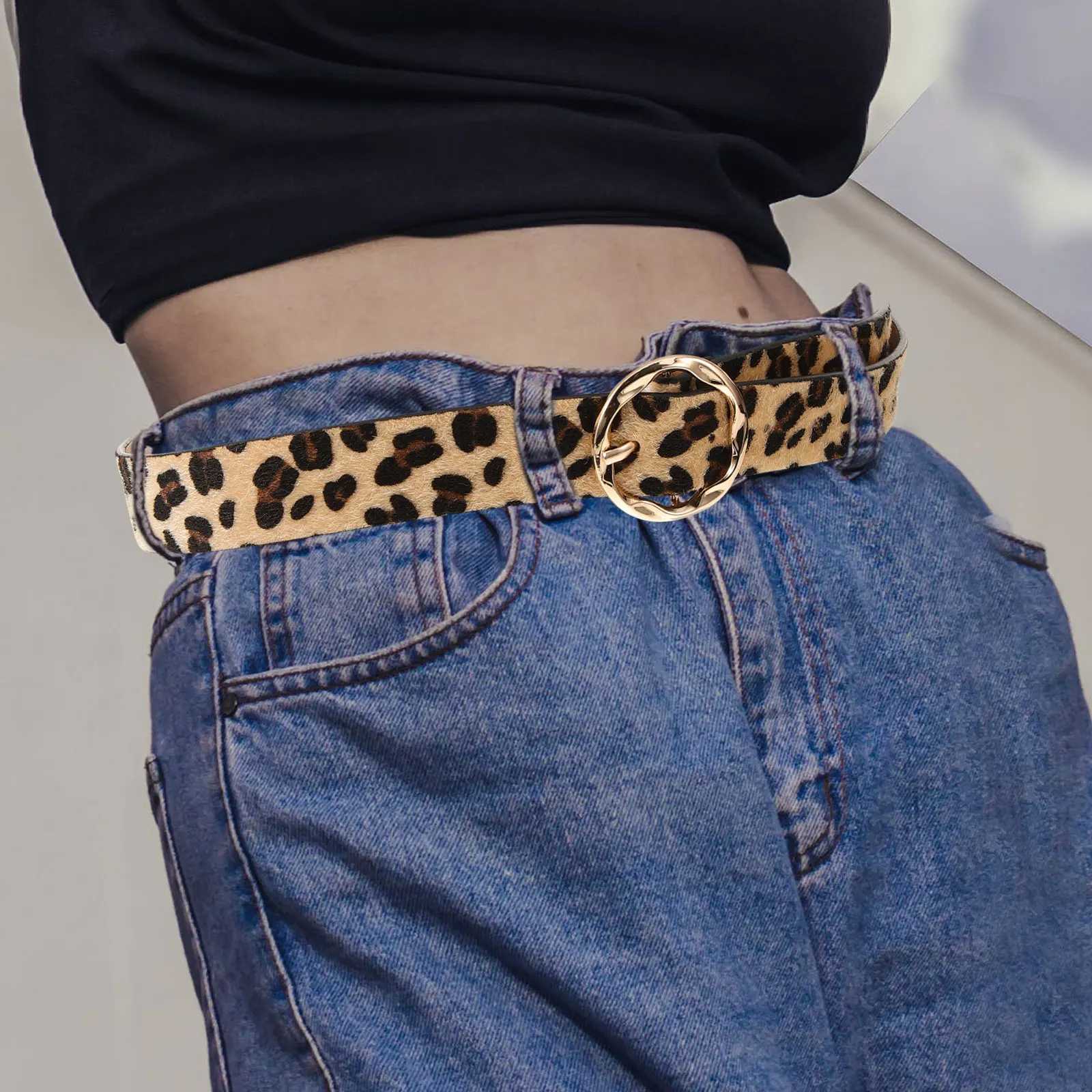 

Leopard Women Fashion PU Waist Belts Ladies Buckle Alloy Material Jeans Pants Women Belts For Jeans Gifts