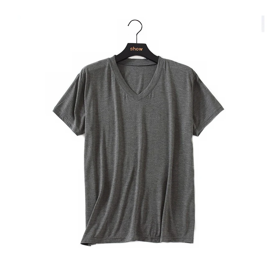 2026 Brandneues Herren Modal T-Shirt V-Ausschnitt Große Größen Herren T-Shirt Kurzarm Locker Sitzendes Herren-T-Shirt Einfarbig für Männer Oberteile Tees – Detail 1